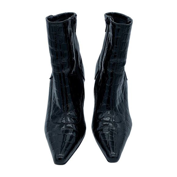 Black Ankle Glam Croco Boots - Picture 3 of 11